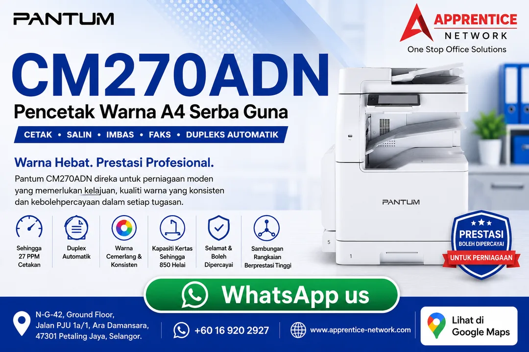 Pantum CM270ADN Cetakan Laser Warna Auto Duplex 24 ppm